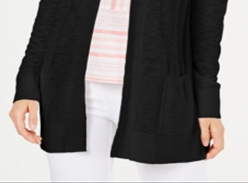 Charter Club Women's Cotton Long Cardigan Black Size Large
