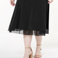 JM Collection Women's Plus Mesh Hem MIDI Skirt Black Size 3X