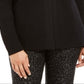 JM Collection Women's Holiday Party Faux Fur Collar & Brooch Cardigan Black Size Medium