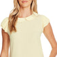 CeCe Women's Collared Pleated Cap Sleeve Blouse Yellow Size Medium