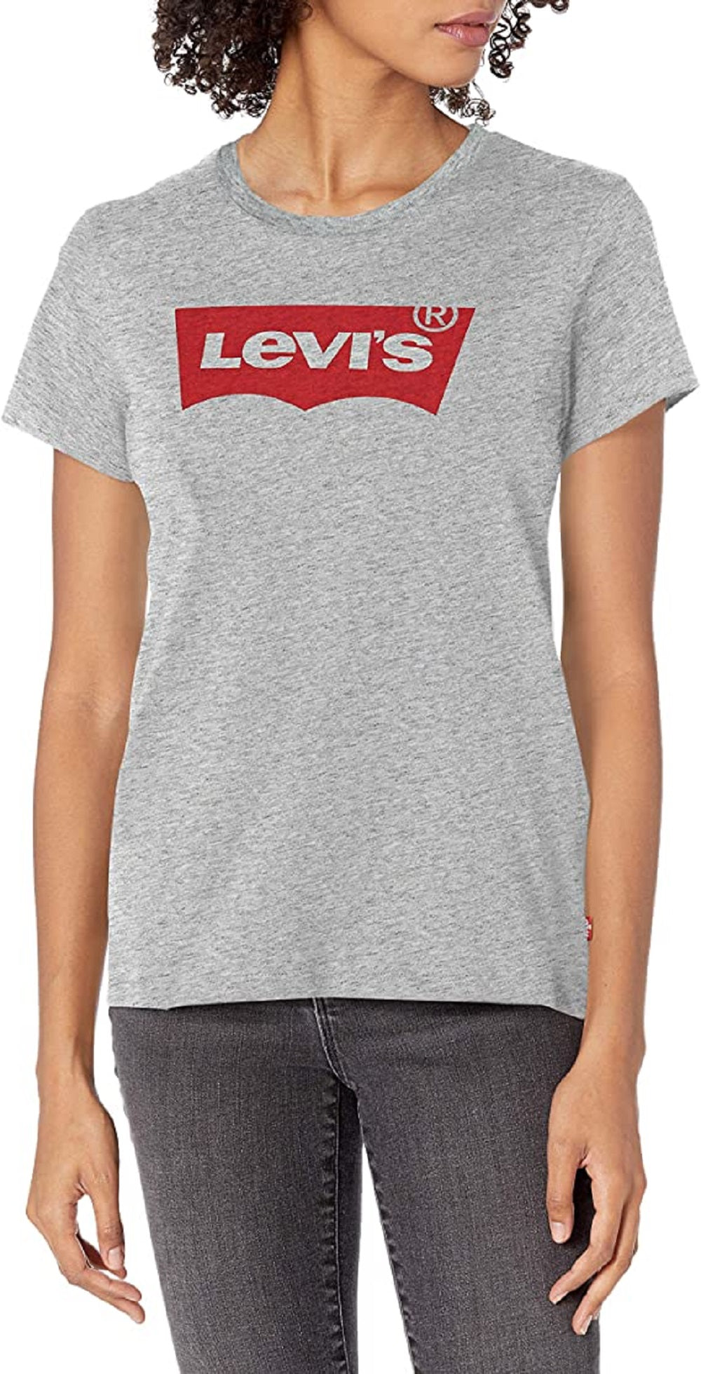 Levi's Women's Slim Logo Graphic T-Shirt Gray Size Large