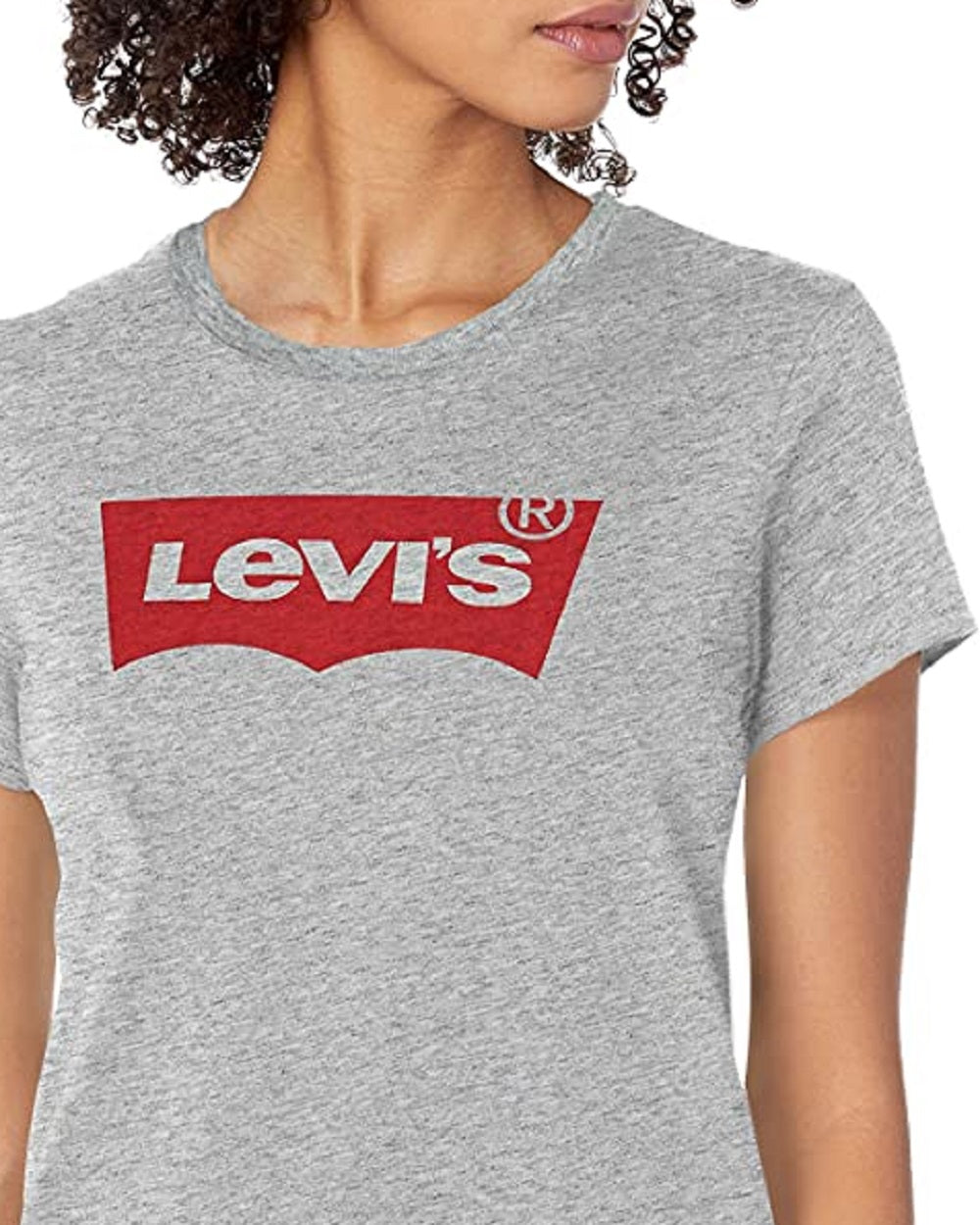Levi's Women's Slim Logo Graphic T-Shirt Gray Size Large