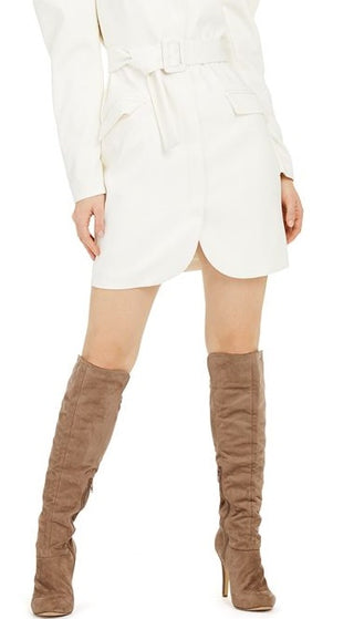 GUESS Women's Karlie Belted Blazer Dress White Size 0