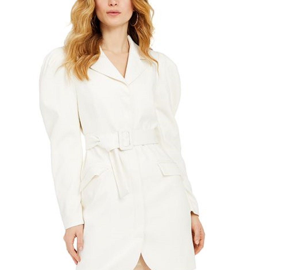 GUESS Women's Karlie Belted Blazer Dress White Size 0