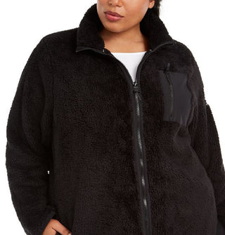 Calvin Klein Women's Mock Neck Sherpa Jacket Black Size 3X