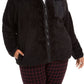 Calvin Klein Women's Mock Neck Sherpa Jacket Black Size 3X