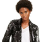 INC International Concepts Women's Sequin One Button Blazer Jacket Black Size X-Small