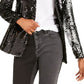 INC International Concepts Women's Sequin One Button Blazer Jacket Black Size X-Small
