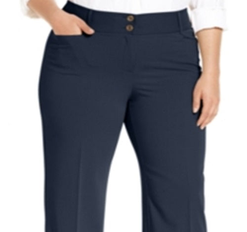 Alfani Women's Plus Curvy Fit Slimming Bootcut Pants Blue Size 16