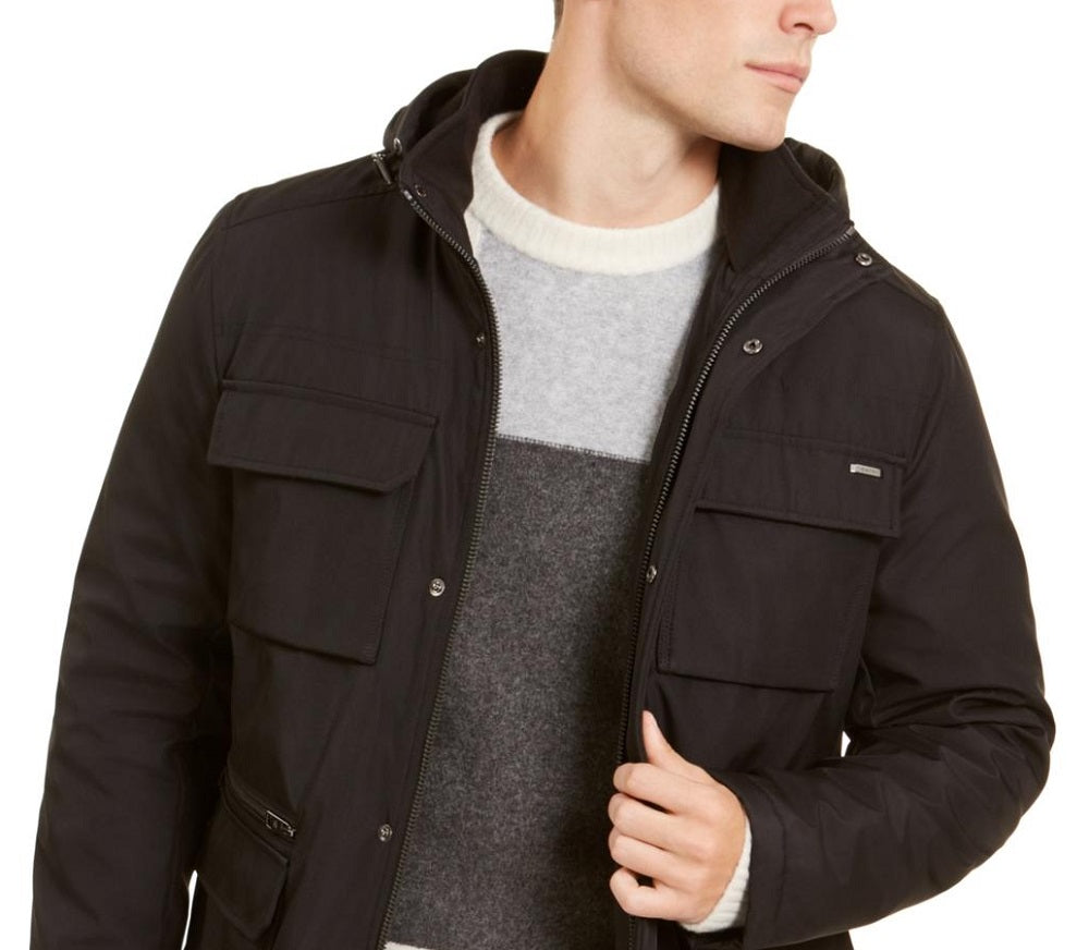 Calvin Klein Men's Bonded All Season Hooded Jacket Black Size Large