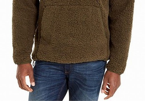 DKNY Men's Sherpa Quarter Zip Sweater Green Size XX-Large