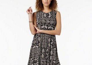Style & Co Women's Printed Swing Dress  Black&White Size Petite S