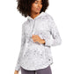 Ideology Women's Snake Print Rounded Hem Hoodie White Size XX-Large