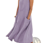 Sleeveless Linen A-line Maxi Dress with Pockets