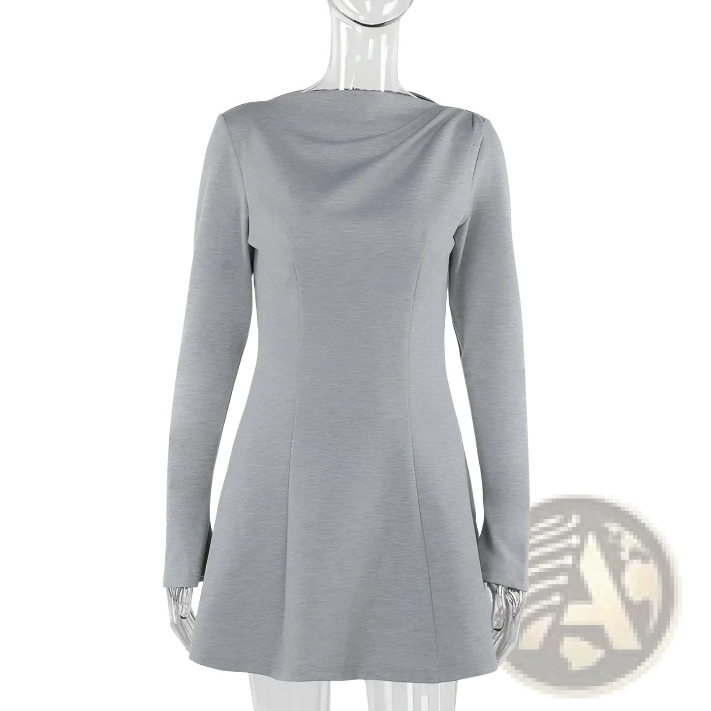 Slim Fit Long Sleeve a Line Flared Dress