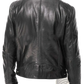 Slim Fit Pu Leather Motorcycle Jacket with Zippers