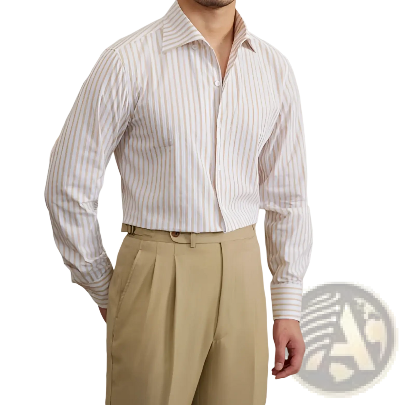 Slim Fit Striped Cotton Long Sleeve Commuter Shirt