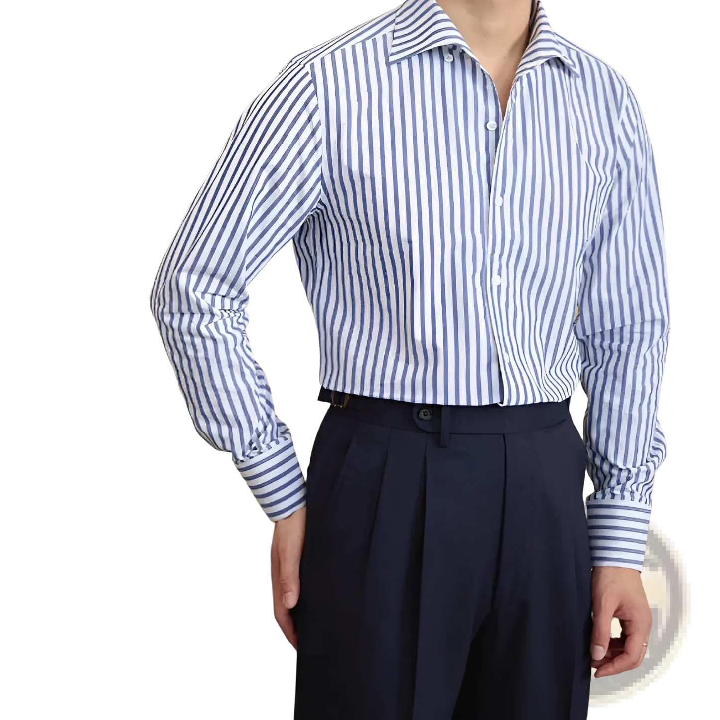 Slim Fit Striped Cotton Long Sleeve Commuter Shirt