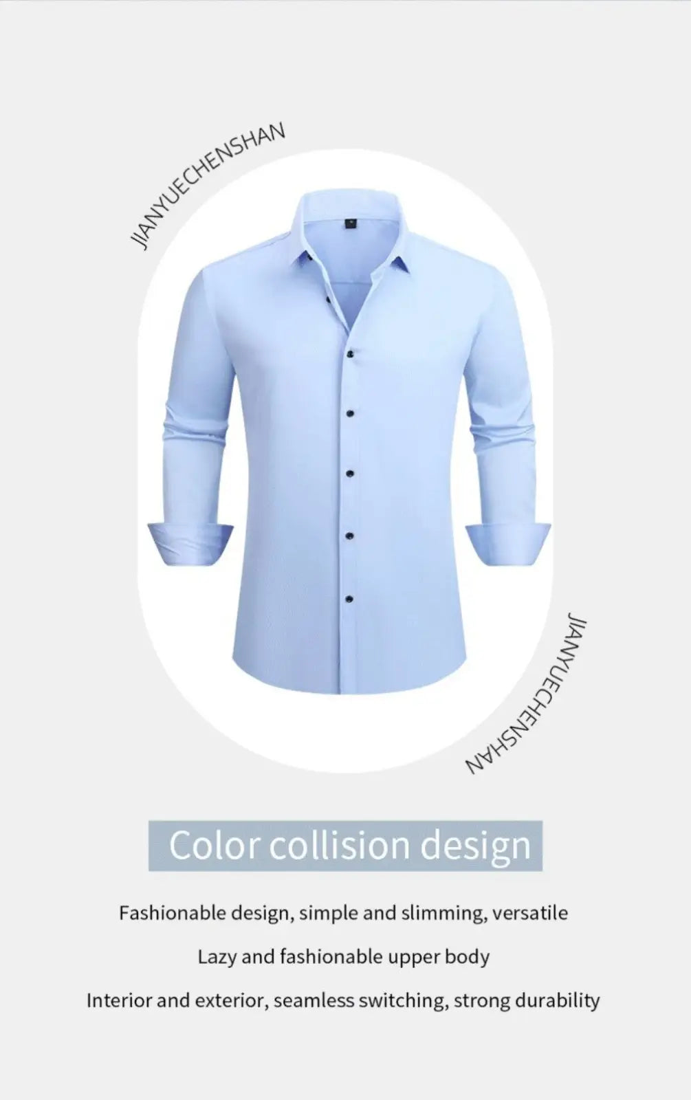 Slim Fit Wrinkle Resistant Contrast Trim Dress Shirt