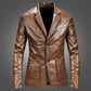 Men's Slim Fit Lightweight Leather Blazer Jacket