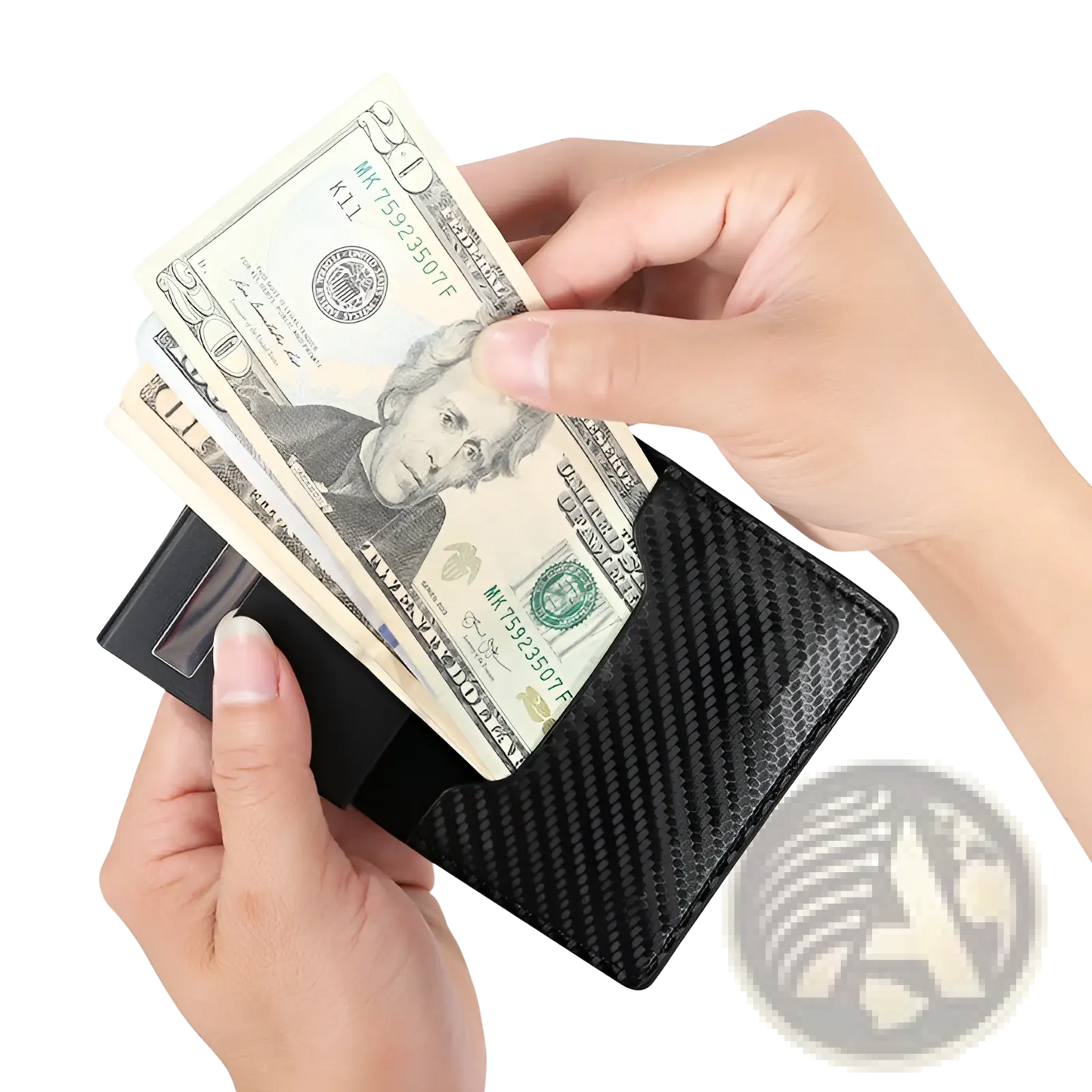 Slim Rfid Carbon Fiber Pop Up Card Wallet with Money Clip