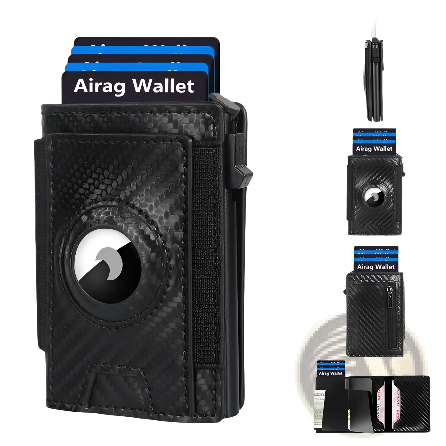 Slim Rfid Carbon Fiber Pop Up Card Wallet with Money Clip