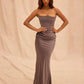 Satin Strapless Backless Mermaid Evening Gown