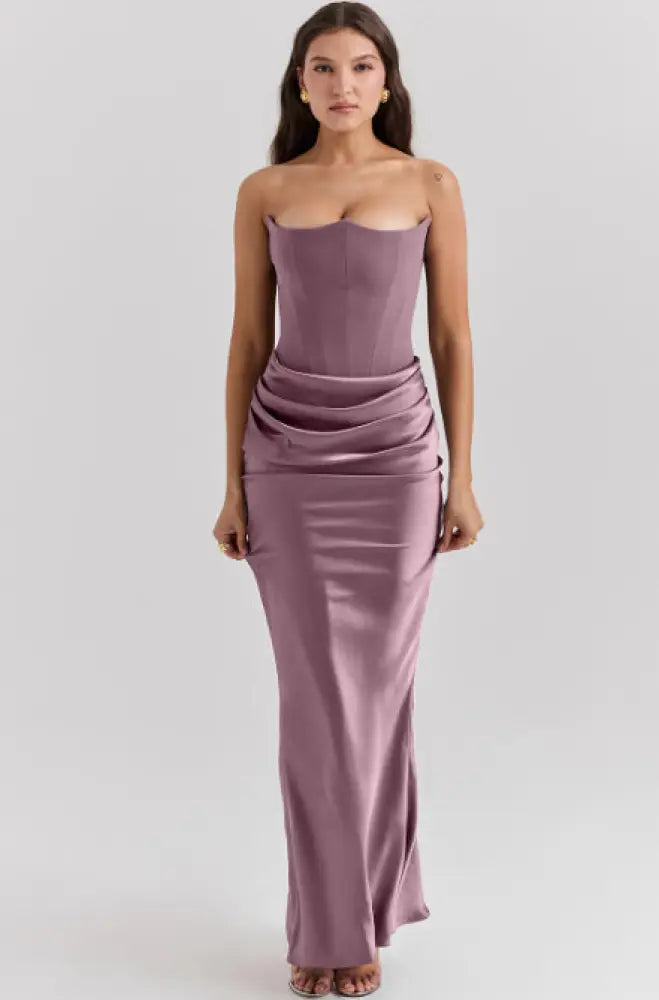 Satin Strapless Backless Mermaid Evening Gown