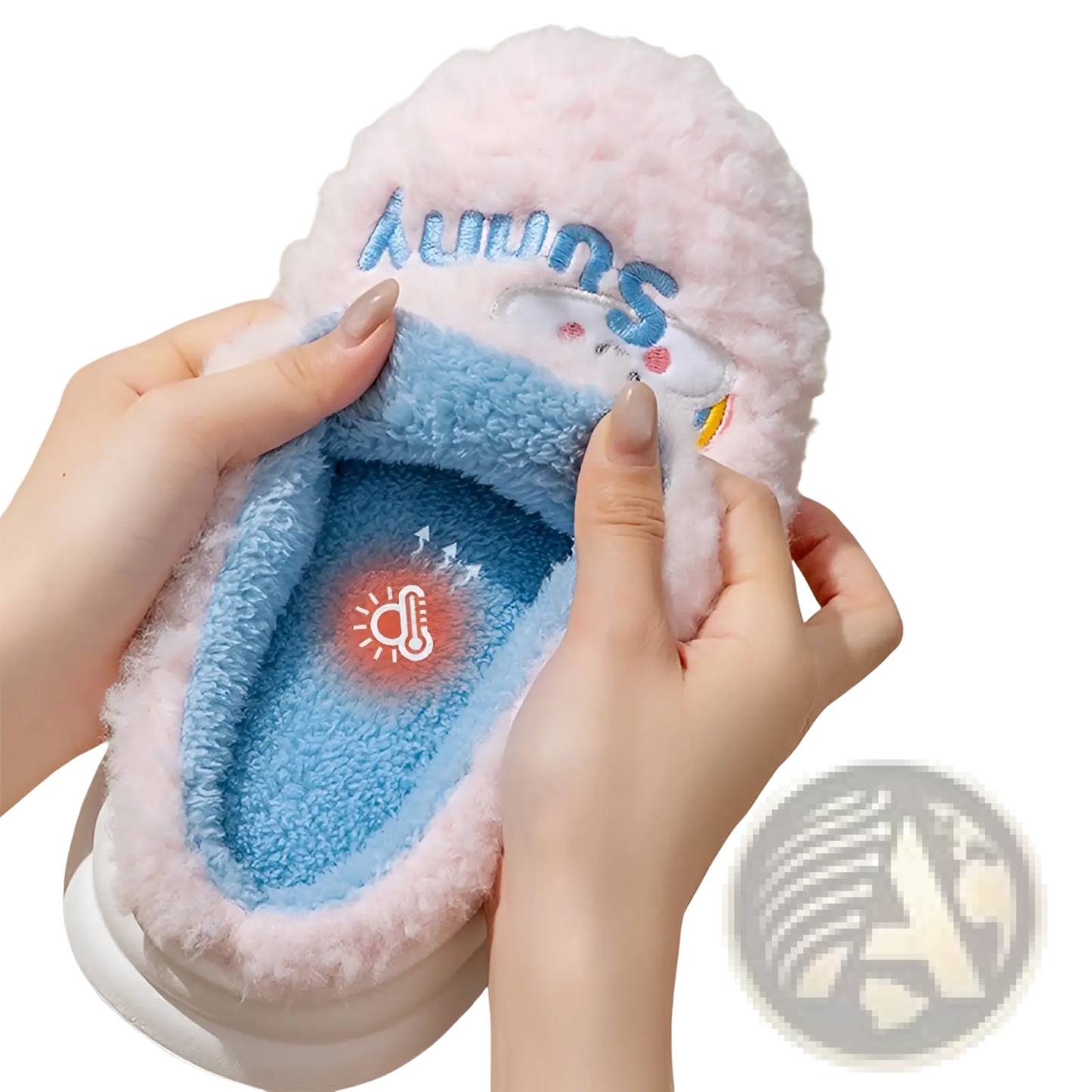 Smiling Cloud and Rainbow Plush Cotton Slippers