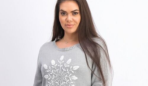 Karen Scott Women's Gray Snow Print Jumper Size Small