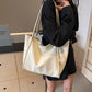 Large Faux Leather Minimalist Commuter Tote Bag