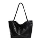 Large Faux Leather Minimalist Commuter Tote Bag