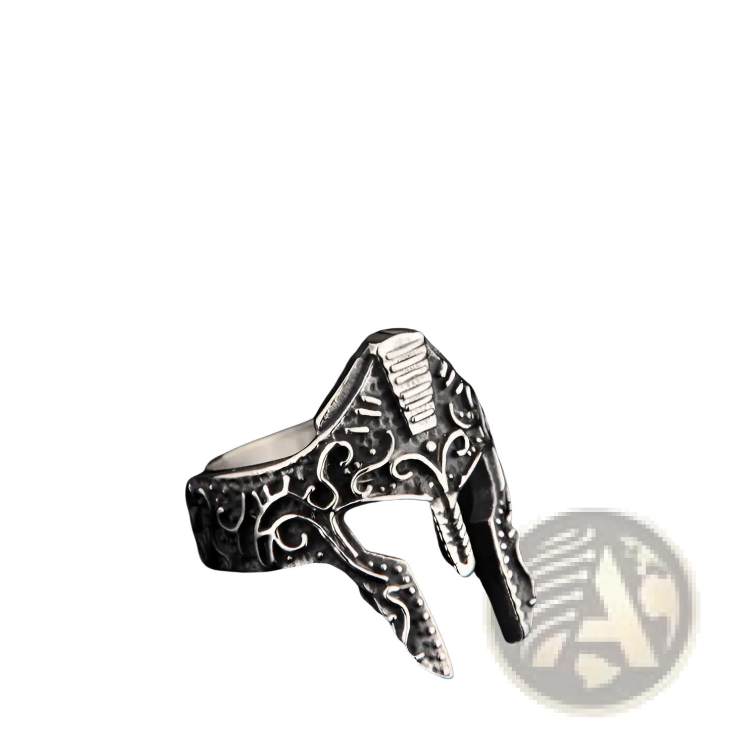 Spartan Warrior Helmet Engraved Stainless Steel Ring