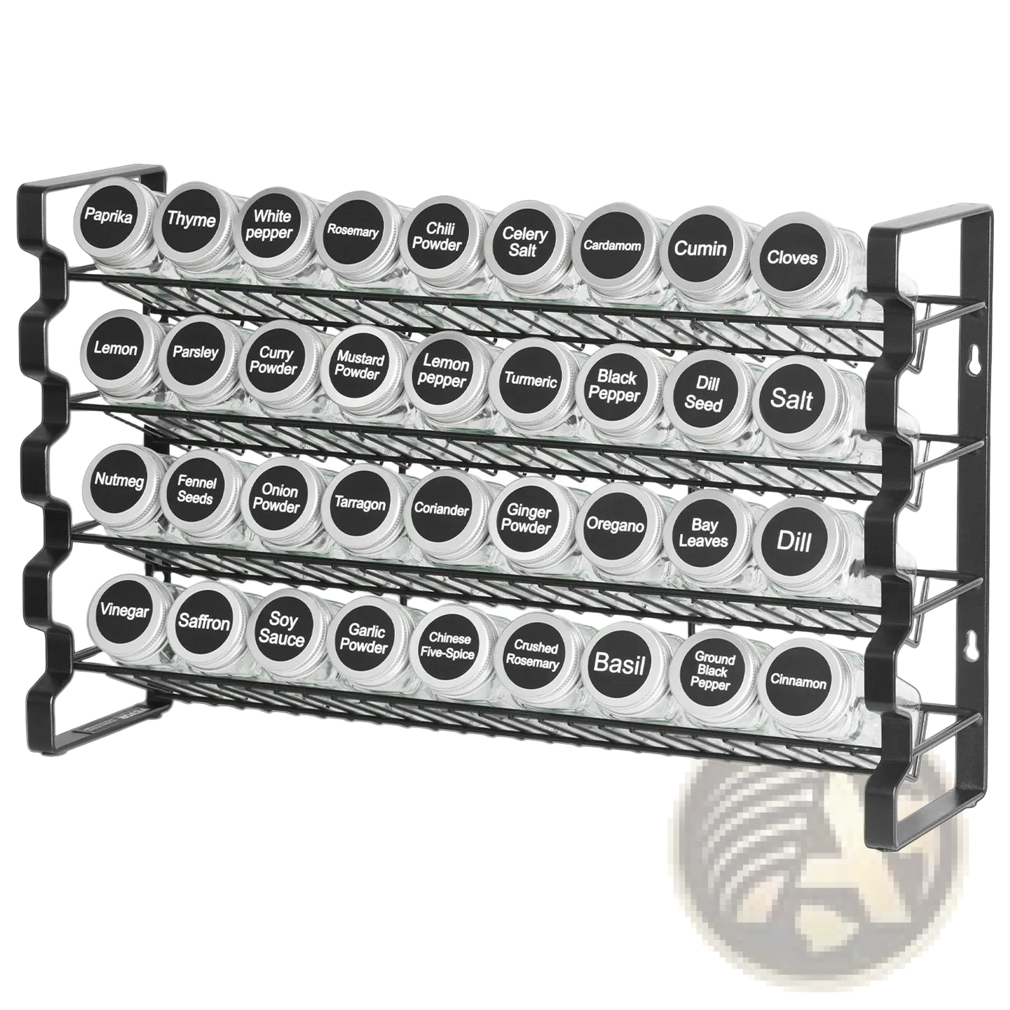 Spice Rack Organizer with 36 Glass Jars 4 Tier Shelf