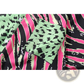 Split Animal Print Pink and Green Short Sleeve Shirt