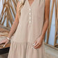 Tiered V-neck Sleeveless Button Front Summer Dress