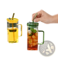 Square Glass Cup with Lid and Straw 12oz
