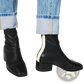 Square Toe Ankle Boots with White Contrast Zipper