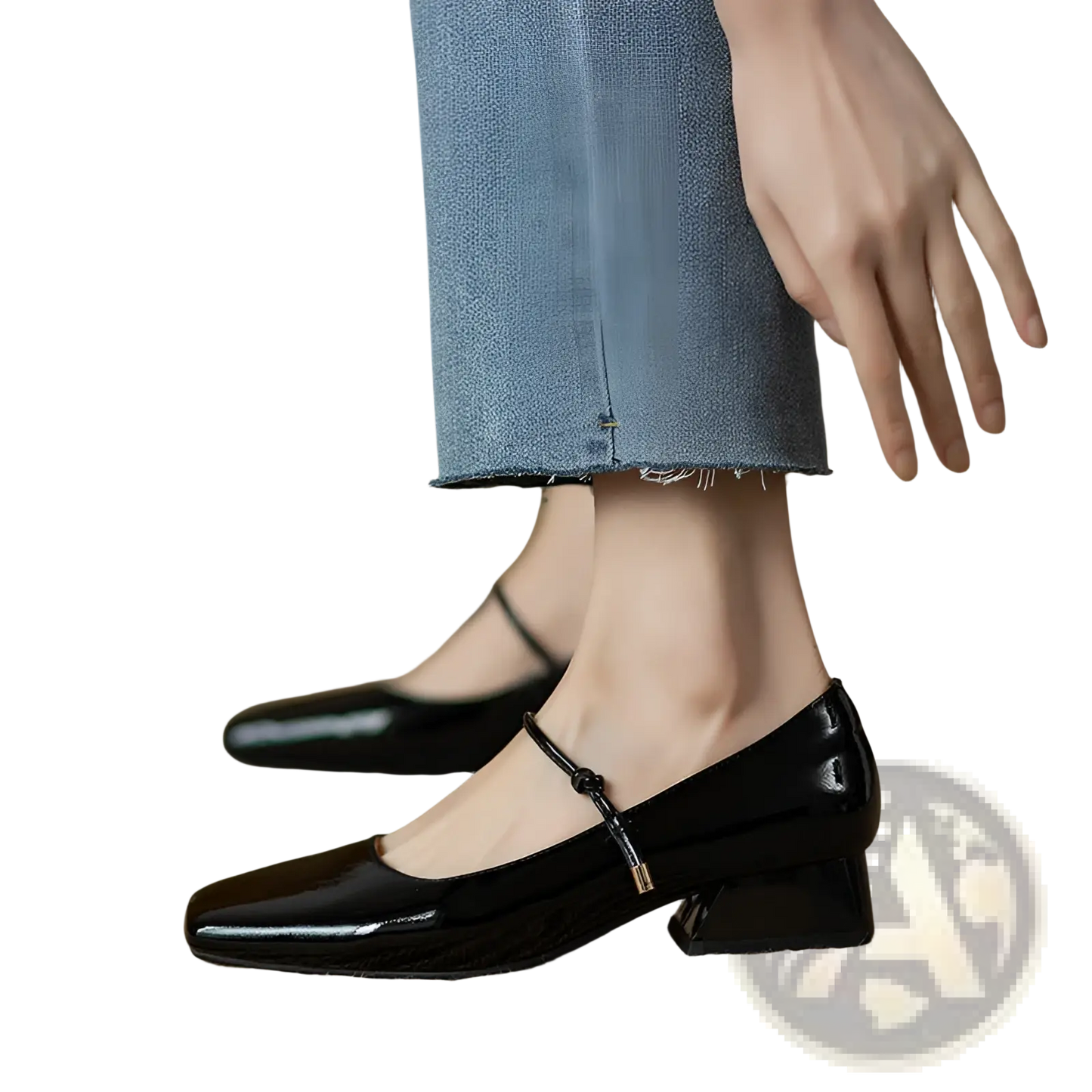 Square Toe Mary Jane Patent Leather Block Heels