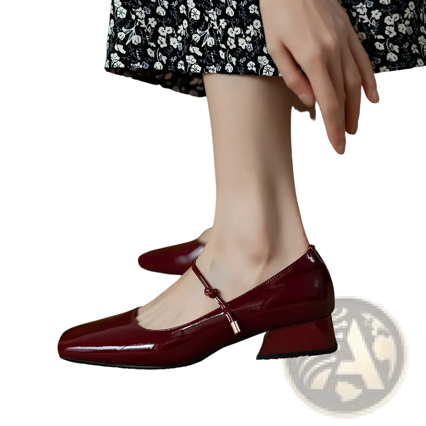 Square Toe Mary Jane Patent Leather Block Heels