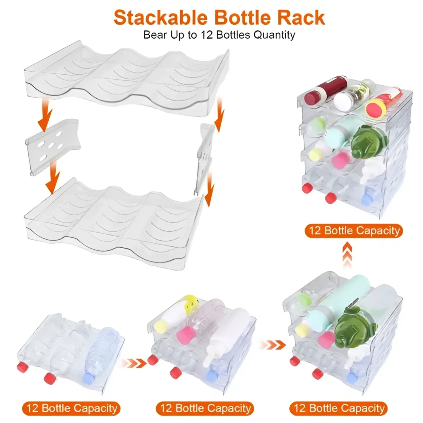 Stackable 12 Bottle Storage Rack 4 Tier Water Bottle Holder