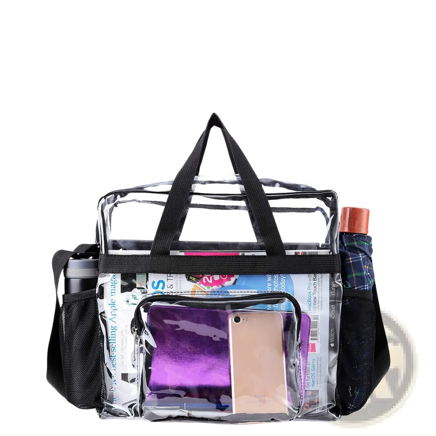 Stadium Approved Clear Crossbody Bag with Mesh Pockets