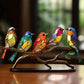 Vibrant Stained Glass Birds on Branch Figurine Home Decor