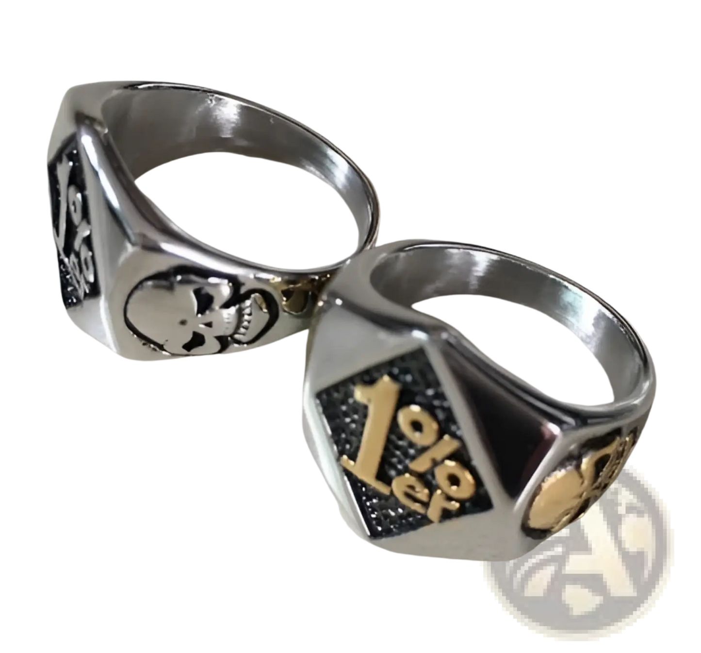 Stainless Steel 1%er Skull and Signet Biker Rings