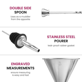 7-Piece Stainless Steel Cocktail Shaker Set