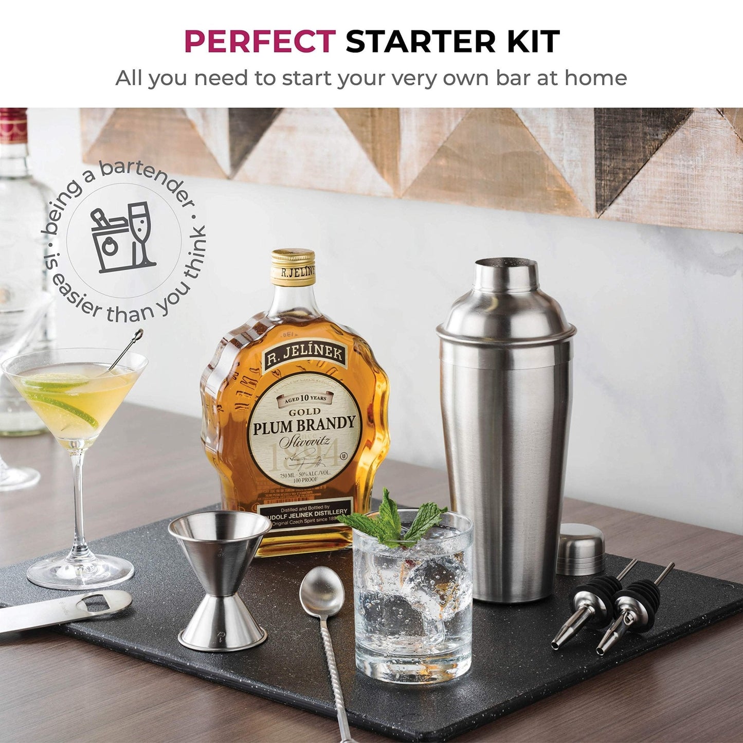 7-Piece Stainless Steel Cocktail Shaker Set
