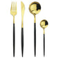 Modern Gold Polished Stainless Steel Flatware Set