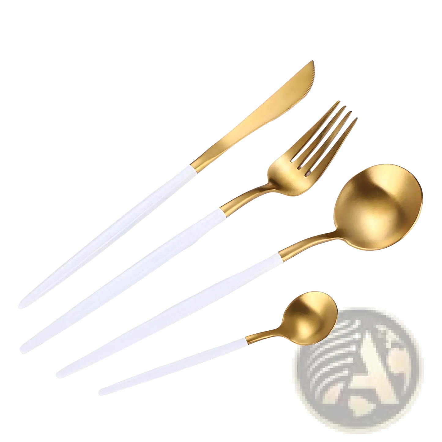 Stainless Steel Cutlery Set with Green Gold Handles