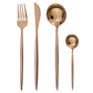 Modern Gold Polished Stainless Steel Flatware Set