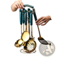 Stainless Steel Gold and Teal Kitchen Utensil Set